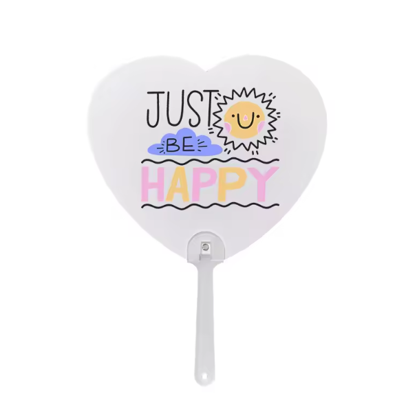 Custom Logo Summer Handheld DIY Fan Double-Sided Sublimation PET Plastic Heat Transfer Die-Cut Shape Hand Fan