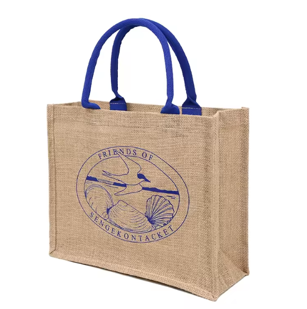Bolsa de yute de arpillera con logotipo personalizado para mujer, gran oferta, libre movimiento, portabilidad, el modelo más nuevo para compras.
