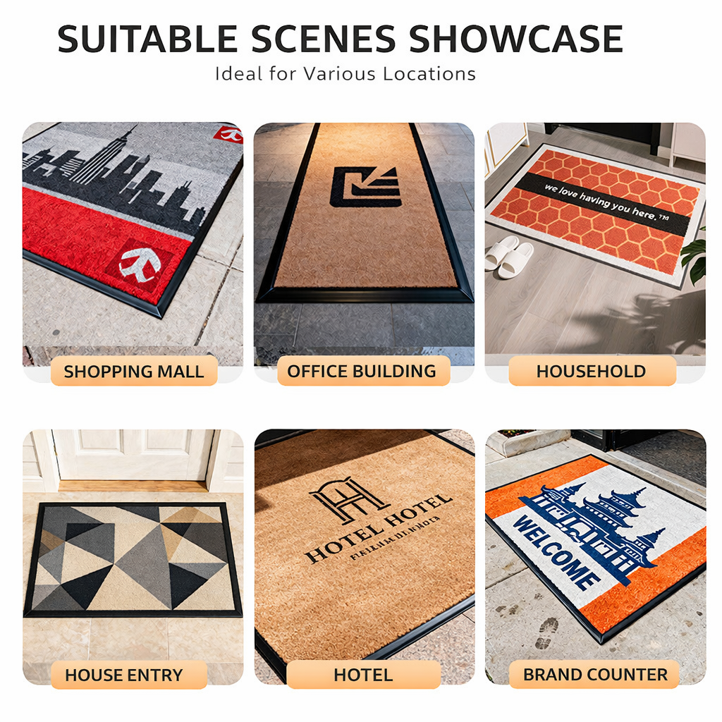 Personalized Custom Door Mat, Waterproof Welcome Doormat, Polyester Surface + Anti-Slip Rubber Back, Modern Indoor Outdoor Entrance Rug