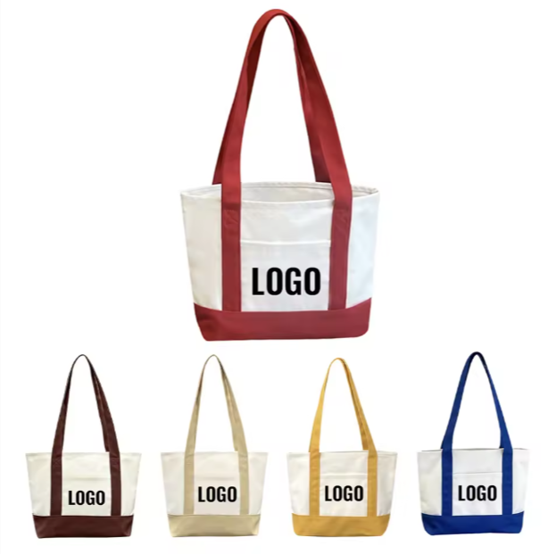 Bolsas de compras de algodón personalizadas a granel para damas con impresión de logotipo 