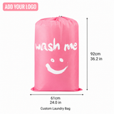 Custom Logo Laundry Bag – Promote Your Laundry Business with a Durable Large Capacity Drawstring Laundry Sack