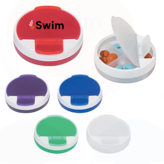 Custom Logo Portable Frosted Clear 4-Grid Pill Medicine Box Mini Dust-proof Compact Pill Dispenser Organizer Novelty Gift Idea