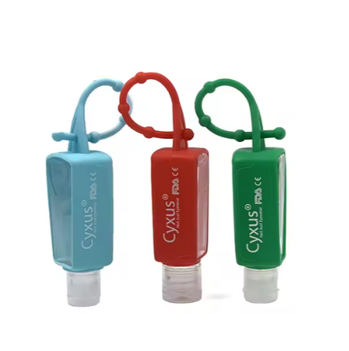 Custom Logo Travel Silicone Hand Sanitizer Dispenser Bottle with Hanging Rope Easy Open End Plastic Bottle