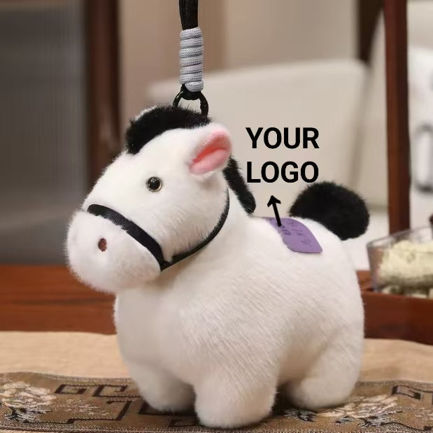 Wholesale Horse Plush Mascot Keychain, Custom Claw Machine Toy, Small Horse Year Mascot Doll Supply