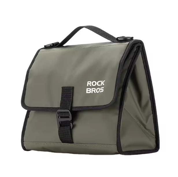 Custom Logo Packable Oxford Insulated Lunch Bag Waterproof Thermal Bike Handlebar Lunch Box with Letter Pattern Buckle Closure