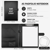 Custom Logo A4 PU Leather Padfolio Portfolio Folder with Clipboard, Memo Pad, Card Holder & Pen Loop for Business Office