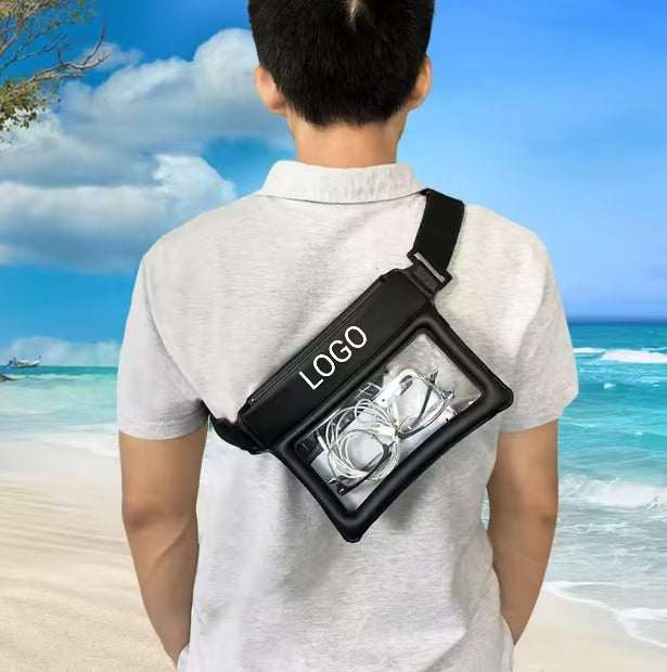 Bolsa de almacenamiento en seco de TPU de una pieza con logotipo personalizado, impermeable, para exteriores, subacuática, para teléfono móvil, para playa, logotipo personalizable.
