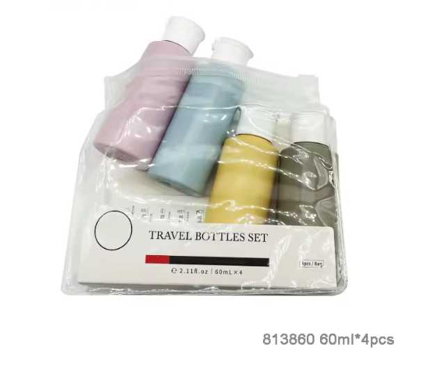 Custom 60ml*4pcs Travel Set Portable Plastic Cosmetic Travel Bottle Set