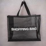 Bolsa de compras grande transparente con logotipo personalizado, bolsa de red de nailon reutilizable, regalos promocionales al por mayor.