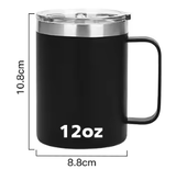 Personalized 12oz Stainless Steel Tumbler with Handle Vacuum Insulated Custom Camping Coffee Mug with Handle