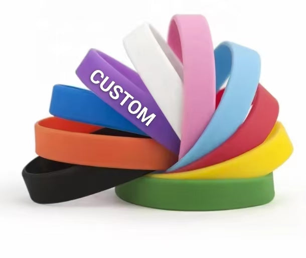 Custom Rubber Band Embossed Wristband Rubber Bracelet with Embossed logo for Sale