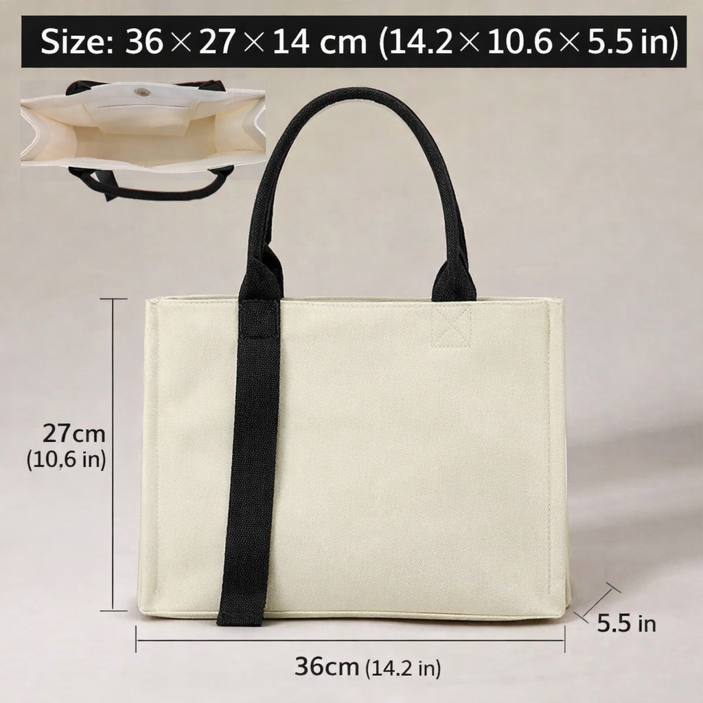 Bolsa de lona estructurada premium: bolsa reutilizable con embalaje boutique e impresión personalizada.