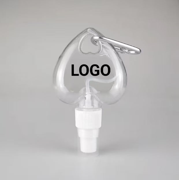 Custom Logo Transparent Plastic Heart-Shaped Stock Hook Bottle Fine Mist Upside-Down Love Spray Bottle Hand Sanitizer Bottle