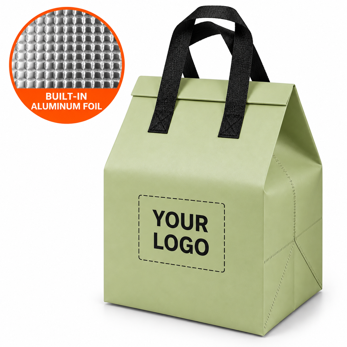 Extra Large Custom Logo Food Delivery Bag – Insulated Aluminum Foil Lined Reusable Takeout Carrier for Cake, Ice Cream & Frozen Foods