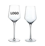 Copas de vino tinto de cristal transparente con logotipo personalizado y tallo largo. Elegantes copas de vino tinto.
