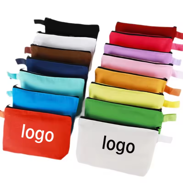 Bolsas de lona de viaje básicas personalizadas con cremallera y logotipo impreso