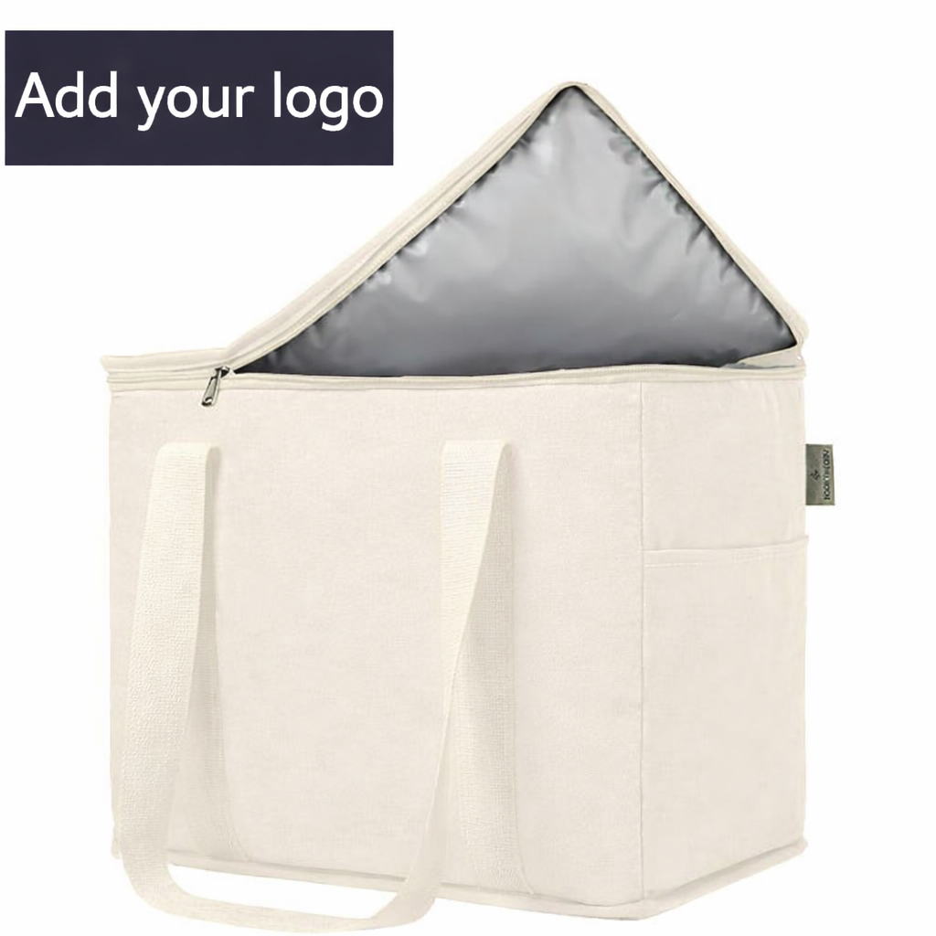 Bolsa nevera isotérmica grande con logotipo personalizado – Plegable para pícnic, almuerzo y entrega de alimentos