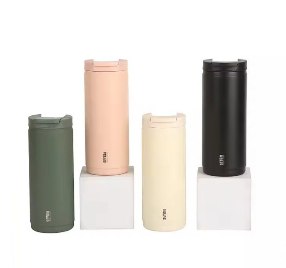 Taza de café portátil ecológica de viaje con logotipo personalizado, antifugas, de acero inoxidable de doble pared, al vacío