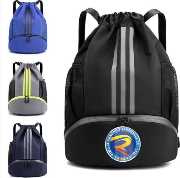 Mochila de nailon con cordón para gimnasio, con bolsillos para zapatillas de baloncesto, unisex, nuevo estilo, gran oferta, logotipo personalizado, bolsas deportivas