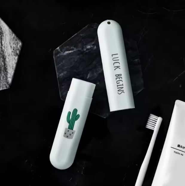 Estuche de viaje para cepillos de dientes de paja de trigo personalizado, contenedores para guardar cepillos de dientes.