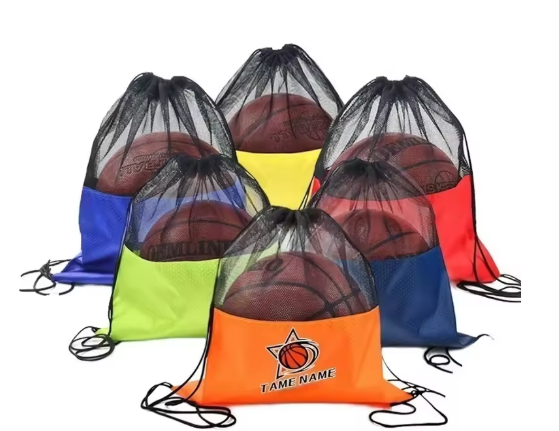Mesh Pocket Sports Drawstring Backpack (Lightweight Polyester, Custom Logo)