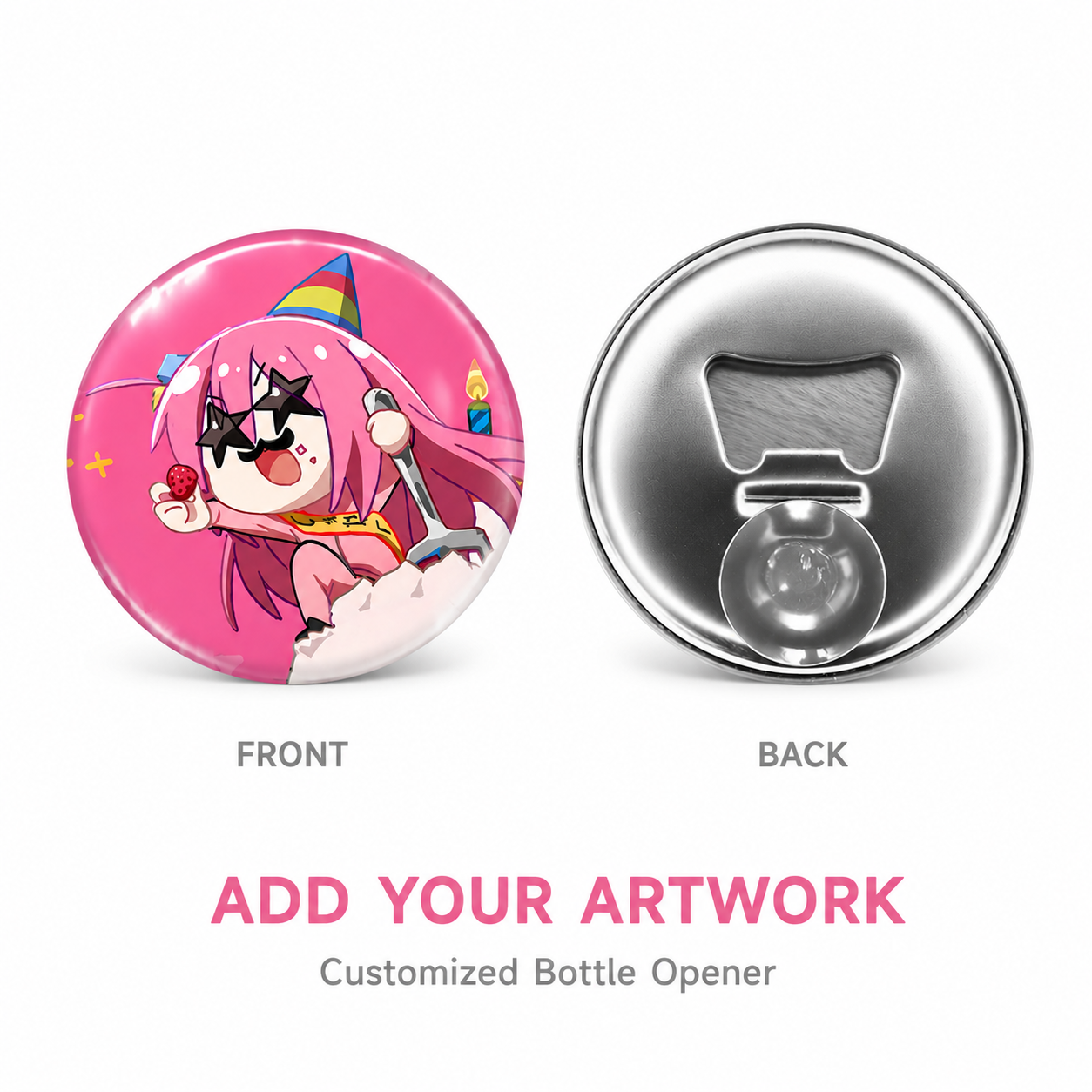 2-in-1 Custom Magnetic Bottle Opener & Fridge Magnet 58 mm (2.28 in)