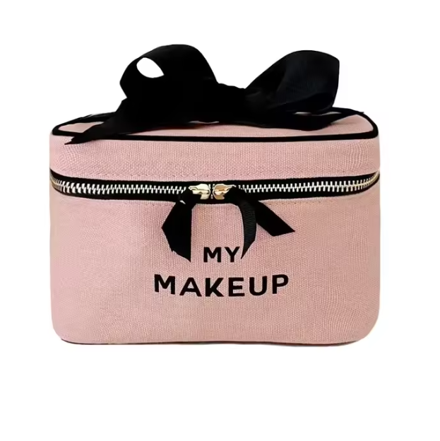 Bolsa de maquillaje y artículos de tocador Qetesh, mediana, multifuncional, con logotipo personalizado, portátil, práctica, para viajes.