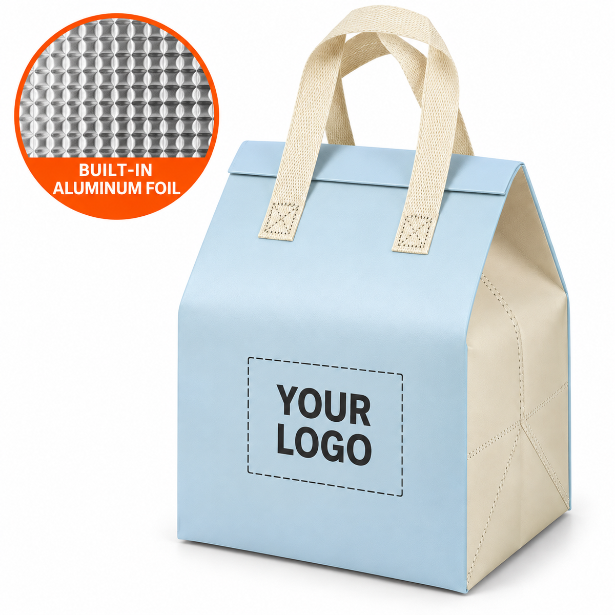 Extra Large Custom Logo Food Delivery Bag – Insulated Aluminum Foil Lined Reusable Takeout Carrier for Cake, Ice Cream & Frozen Foods