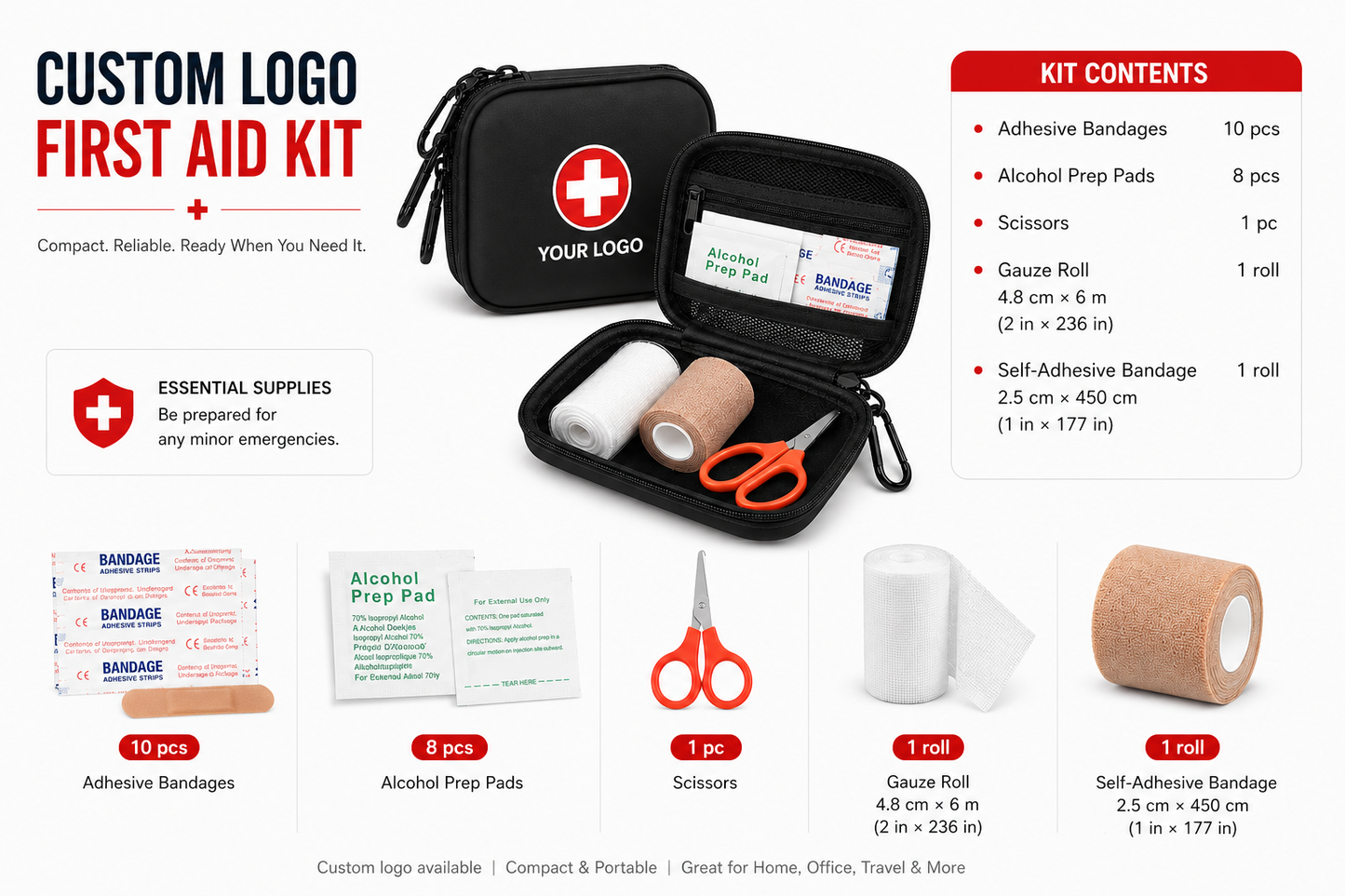 Custom First Aid Kit Solution – Logo Printing, Medical Supplies & Complete Assembly