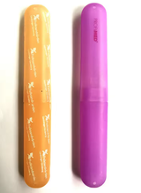 Estuche para cepillo de dientes de viaje redondo de plástico desechable, duradero y ecológico con logotipo personalizado, diseño clásico, fácil de limpiar.