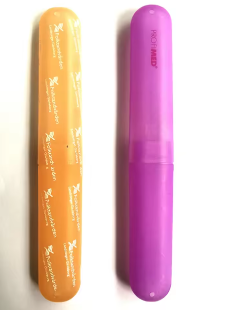 Estuche para cepillo de dientes de viaje redondo de plástico desechable, duradero y ecológico con logotipo personalizado, diseño clásico, fácil de limpiar.