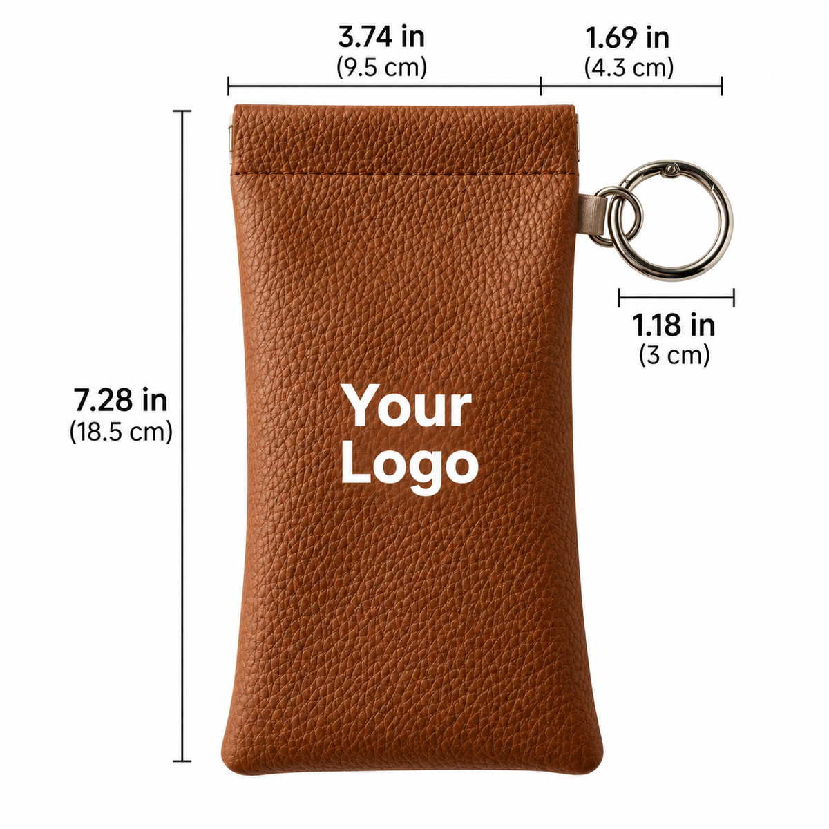 Custom PU Leather Eyeglass Case with Automatic Closure, Large Capacity Sunglasses & Glasses Pouch, Long Protective Eyewear Case