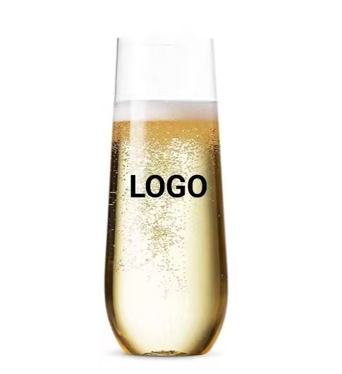 Copas de vino de cristal elegantes con logotipo personalizado, transparentes, para tostar, sin tallo, para champán