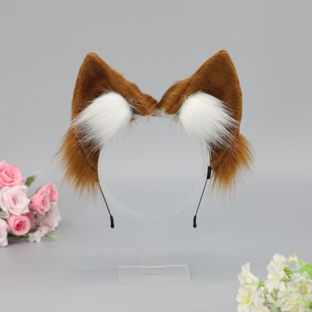 E0049 Standing Fox Ears Headband - Theme Park Headbands Upright Animal Ear Hairband for Women Girls Cosplay Carnival Headbands