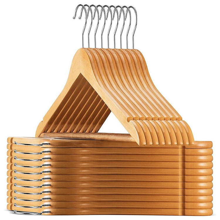 Perchas de madera maciza de lujo personalizadas con nuevo diseño, con hombros anchos, para niños y adultos.