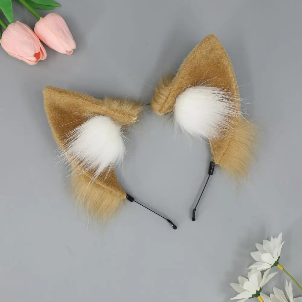 E0049 Standing Fox Ears Headband - Theme Park Headbands Upright Animal Ear Hairband for Women Girls Cosplay Carnival Headbands
