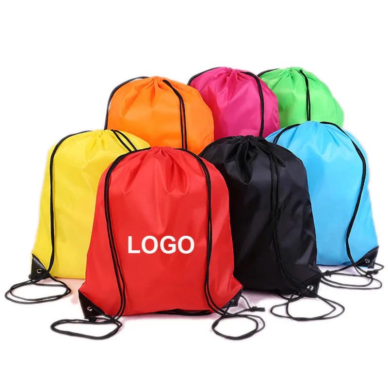 Mochila de poliéster personalizada con cordón doble (logotipo imprimible)