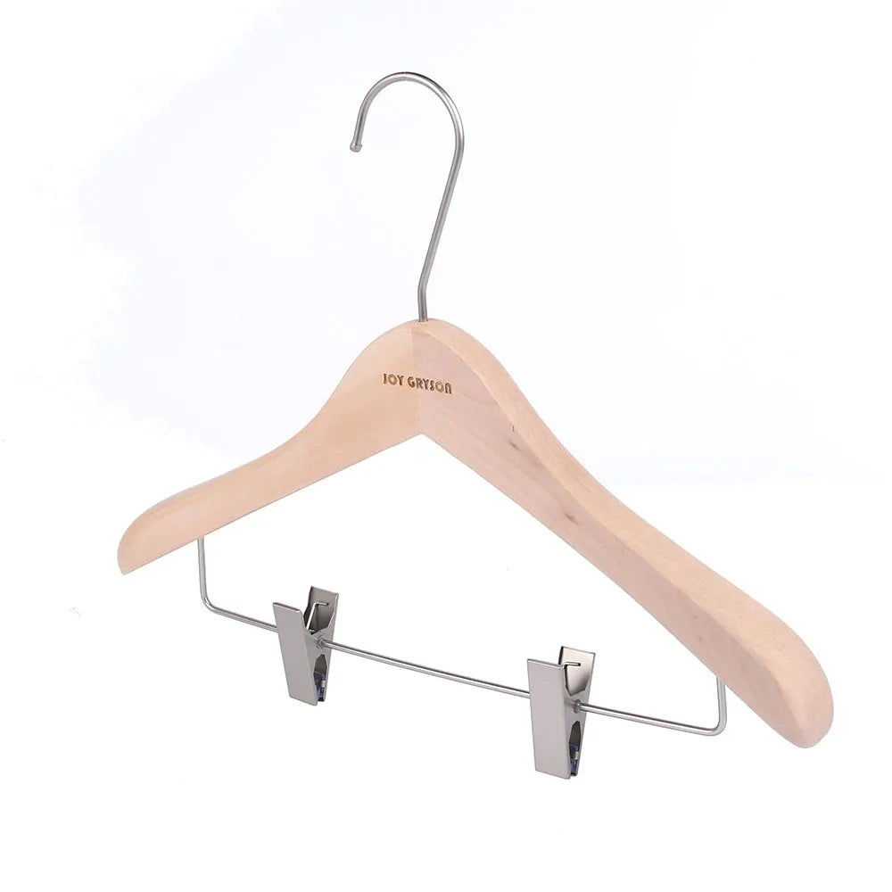 Perchas de madera maciza de lujo personalizadas con nuevo diseño, con hombros anchos, para niños y adultos.