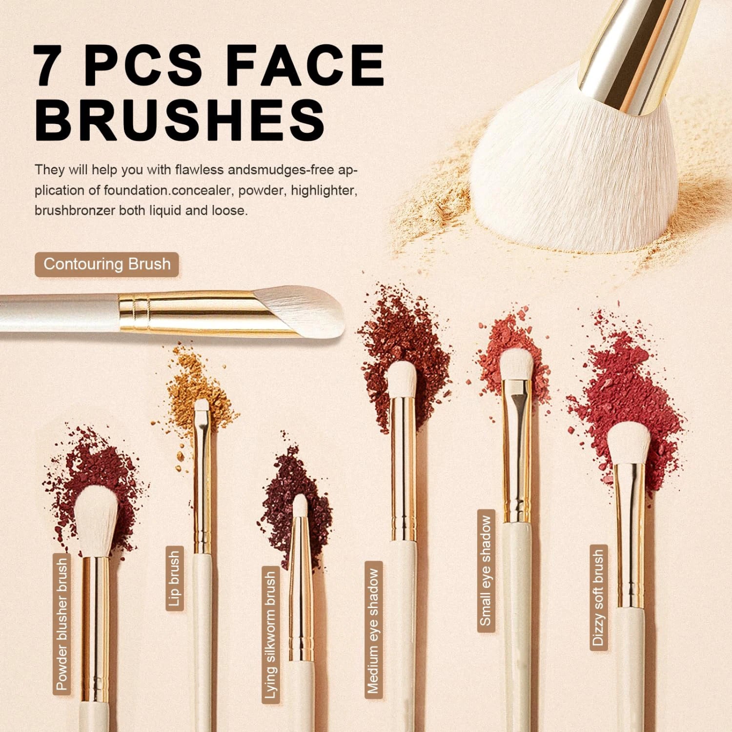 NATURE BROWN Makeup Brush Gift Set 14Pcs Professional Makeup Brush Premium Synthetic Kabuki Brush Set for Your Face