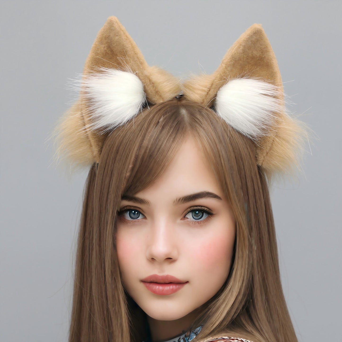E0049 Standing Fox Ears Headband - Theme Park Headbands Upright Animal Ear Hairband for Women Girls Cosplay Carnival Headbands