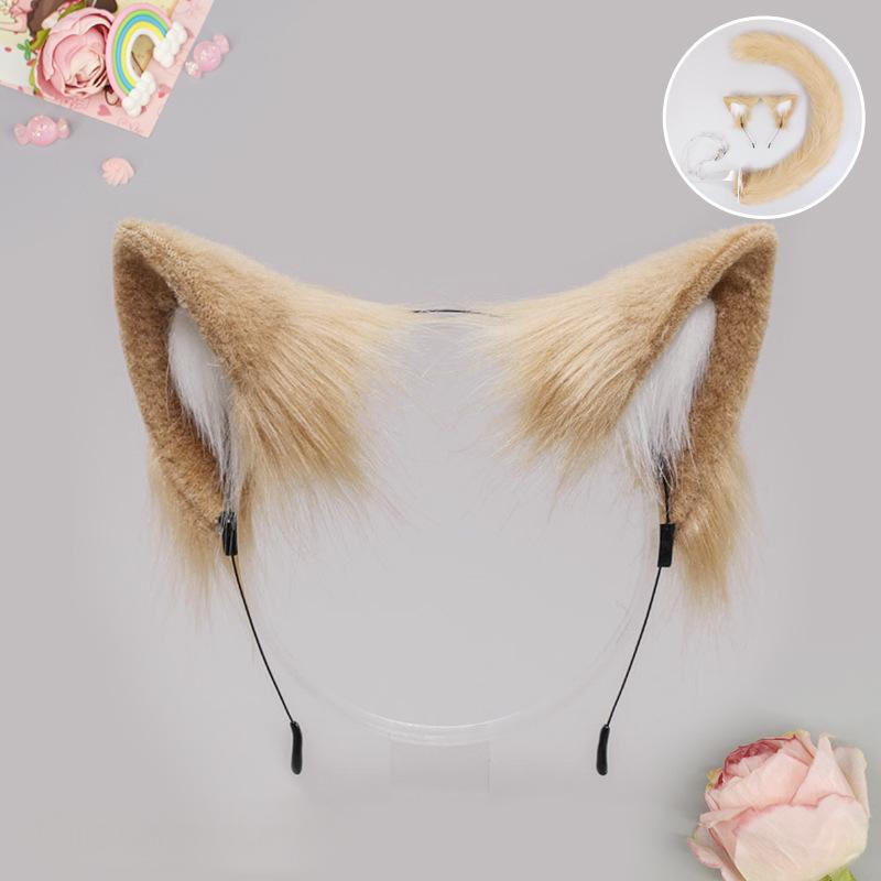 E0074 Brown Pointy Cat Ear Headband Japanese Style Handmade Animal Ear Accessory Lolita Hair Decoration for Anime Conventions
