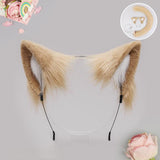 E0074 Brown Pointy Cat Ear Headband Japanese Style Handmade Animal Ear Accessory Lolita Hair Decoration for Anime Conventions