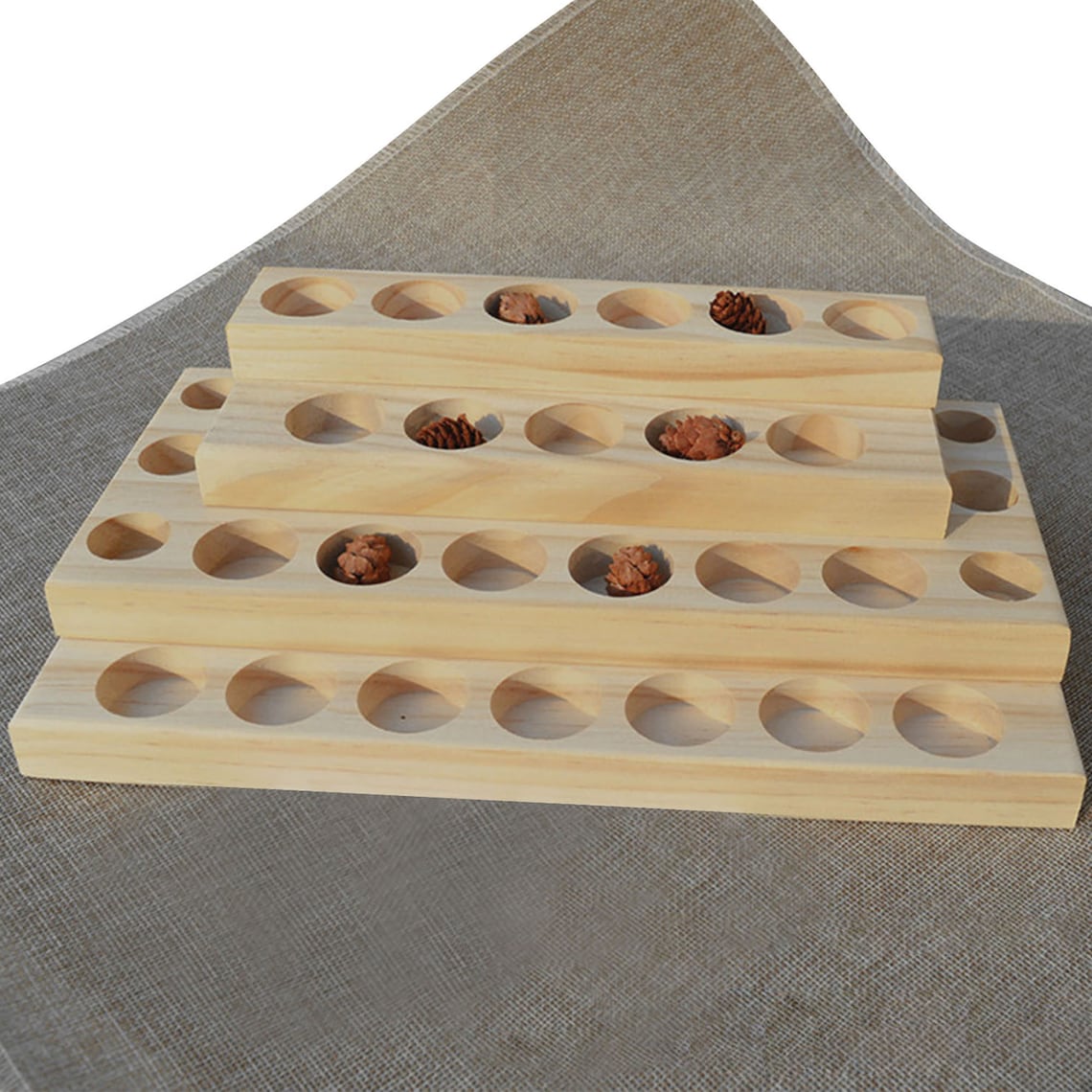 Organizador de exhibición de aceites esenciales de madera para aromaterapia moderno con soporte circular para estuche de belleza