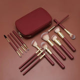 New 2025 Makeup Brush Set 16pcs Red Color Vegan Complete Makeup Brush Set Glitter Private Label With Pouch