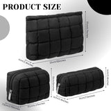 3 Pcs Portable Cute Puffy Quilted Makeup Bag Cosmetic Pouch Makeup Case Organizer with Zipper for Women Travel Organization