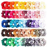 50 Colors Set Wholesale Plain Hair Accessory Scrunchy Bulk Band Elastic Silk Scrunchie Hair Tie