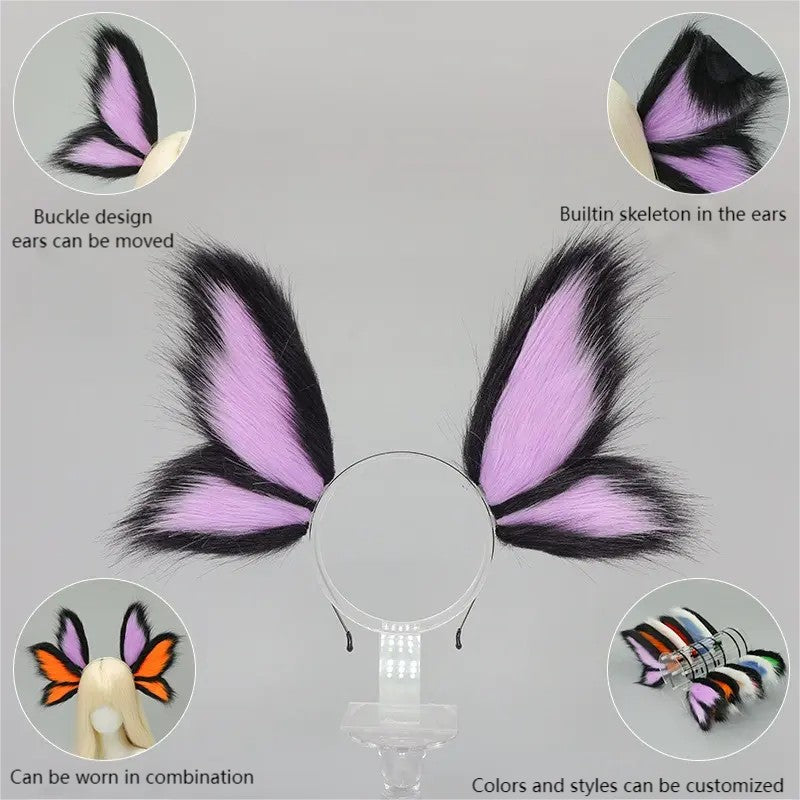 H0009 Butterfly Headband Butterfly-shaped Head Band Plush Hair Hoop Cute Fancy Headband for Daily Wear, Parties & Cosplay