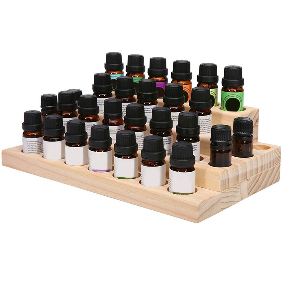 Organizador de exhibición de aceites esenciales de madera para aromaterapia moderno con soporte circular para estuche de belleza