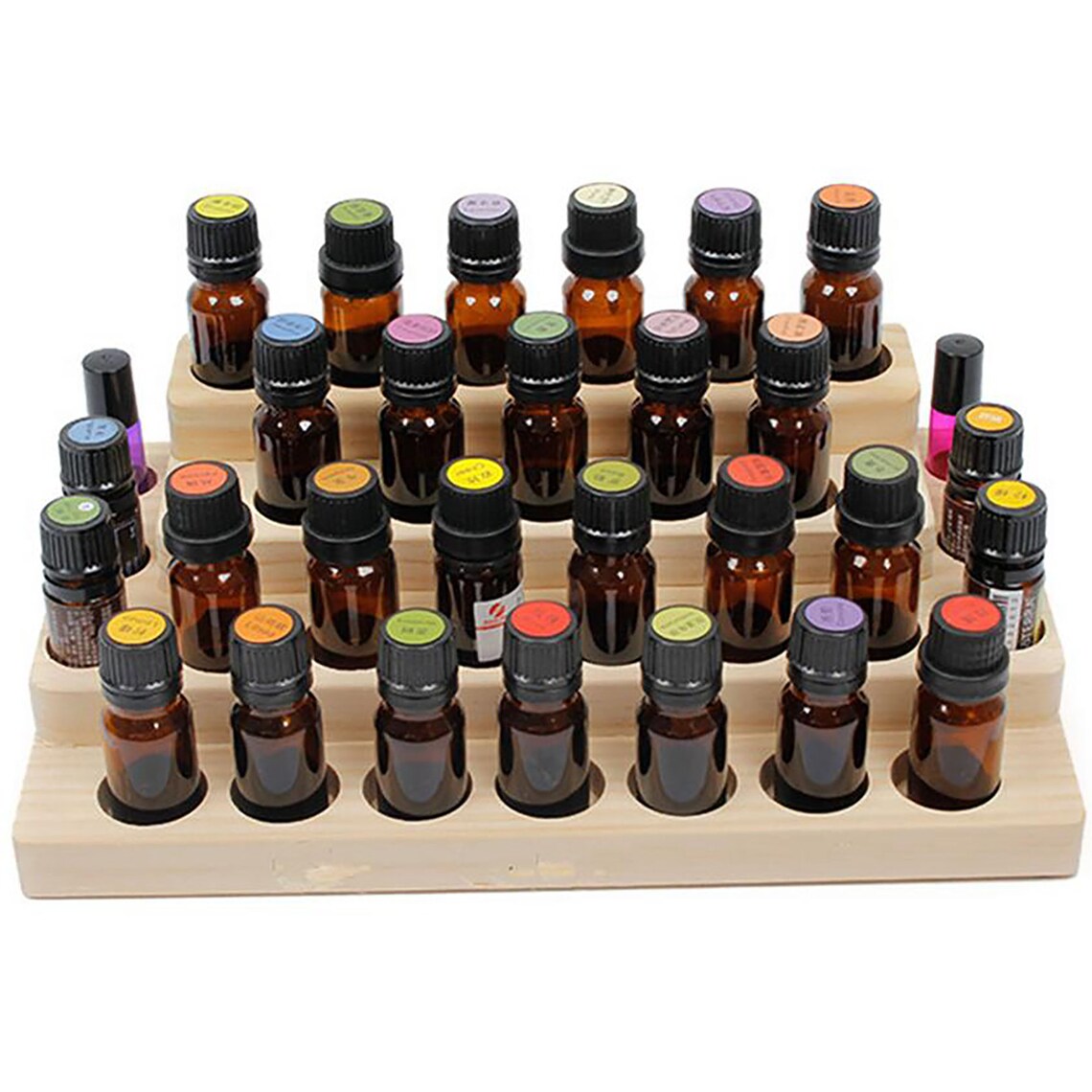 Organizador de exhibición de aceites esenciales de madera para aromaterapia moderno con soporte circular para estuche de belleza