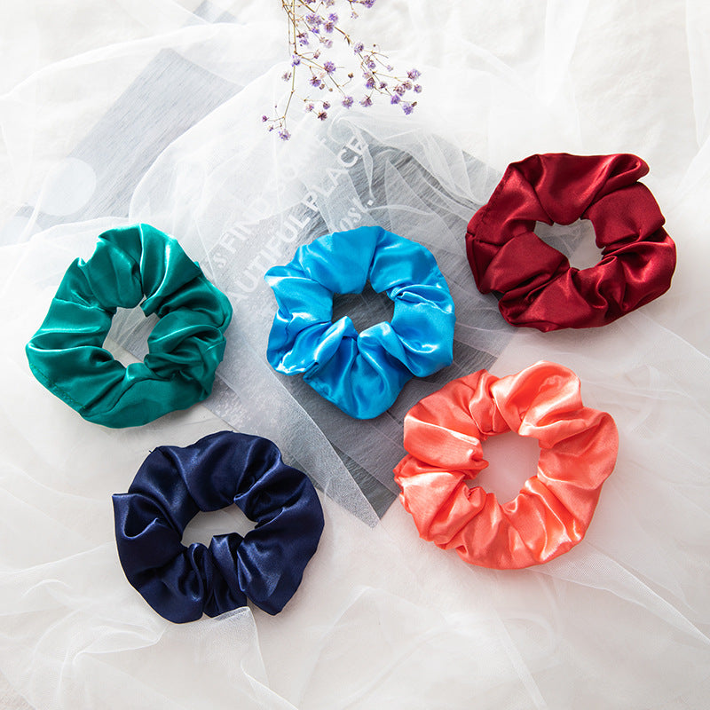 50 Colors Set Wholesale Plain Hair Accessory Scrunchy Bulk Band Elastic Silk Scrunchie Hair Tie